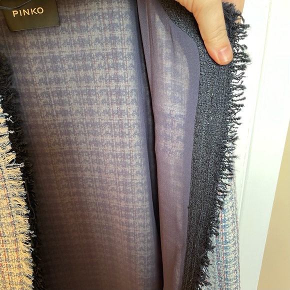 PINKO Made in Italy Long Tweed Jacket Blue & White - Picture 13 of 16